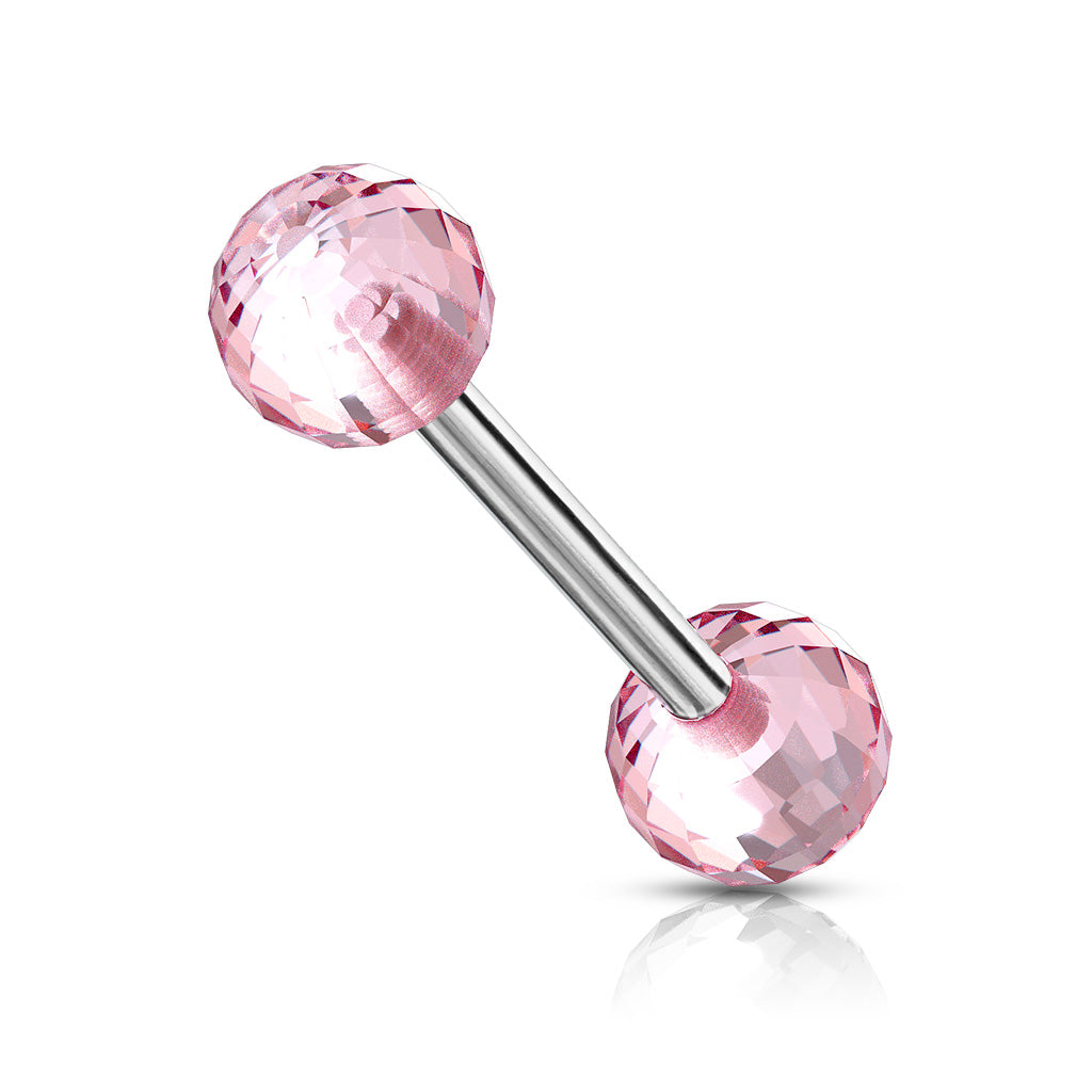 Barbell Diamond Cut Acryl Roze