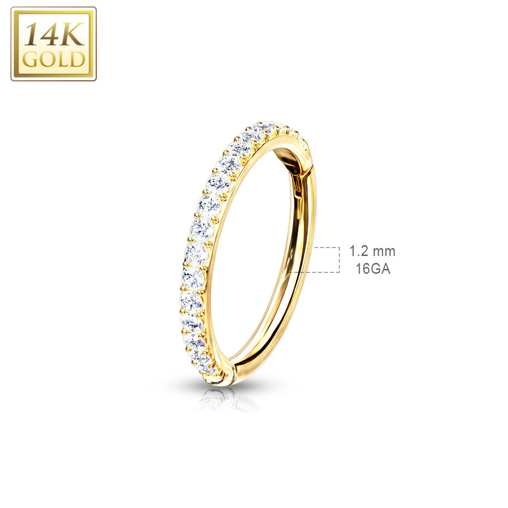 Klikring 14kt Wit Goud Zirconia Zijkant