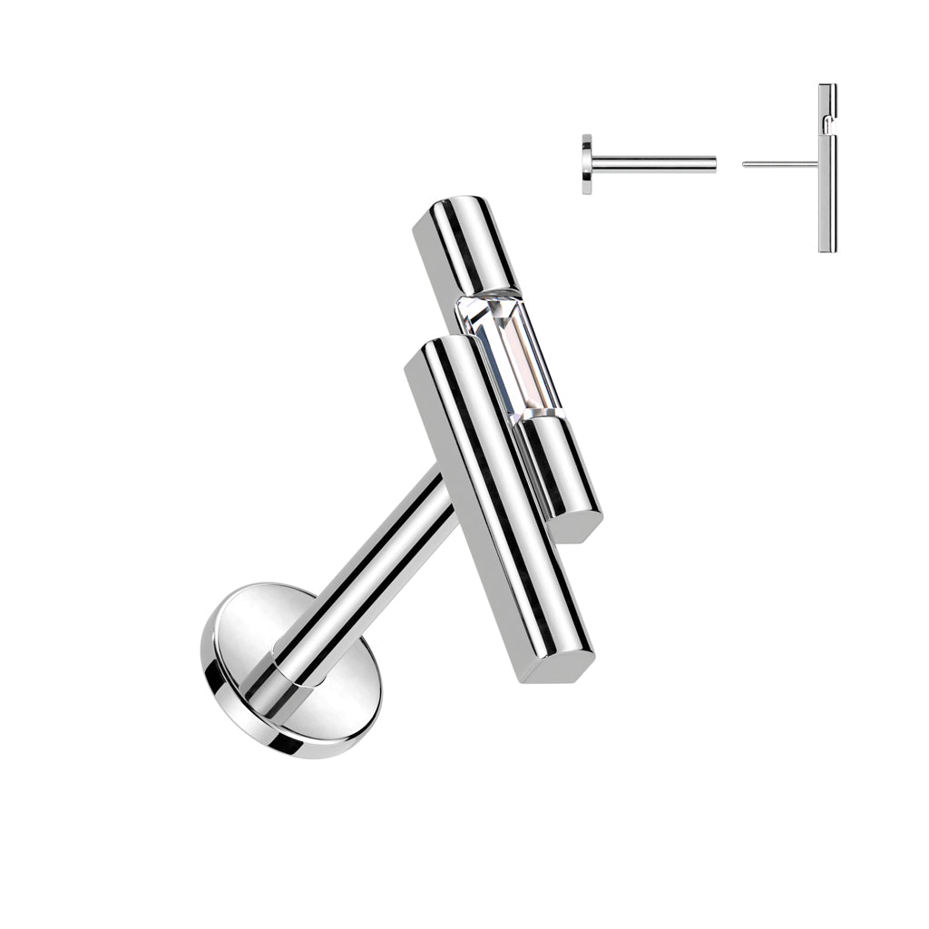 Labret Dubbel Bar Zirconia