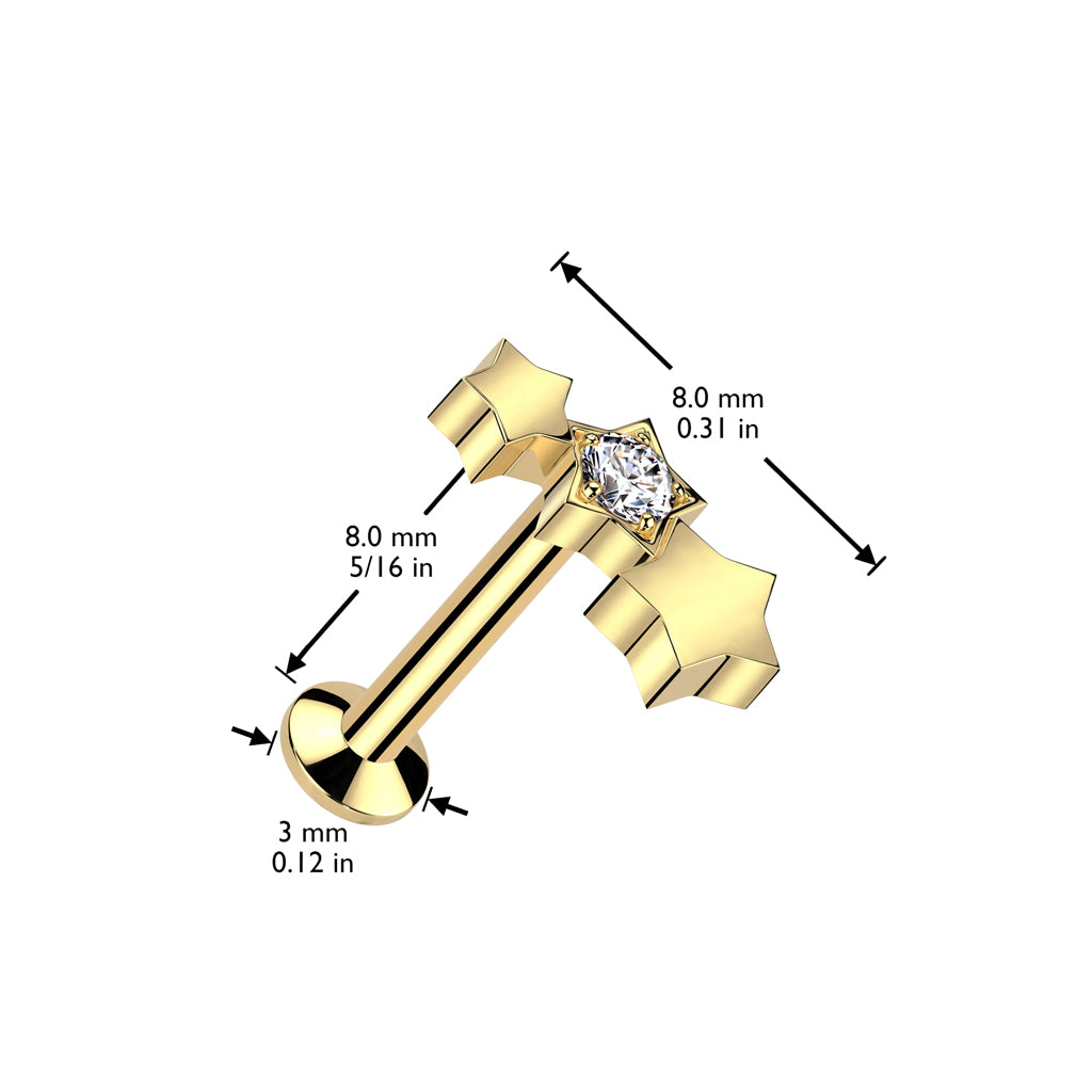 Labret Sterren Zirconia Goudkleurig