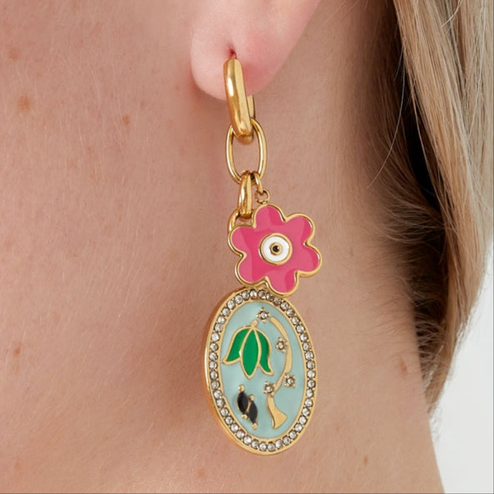 Oorbellen Chunky Flower Bouquet - Roestvrij Staal