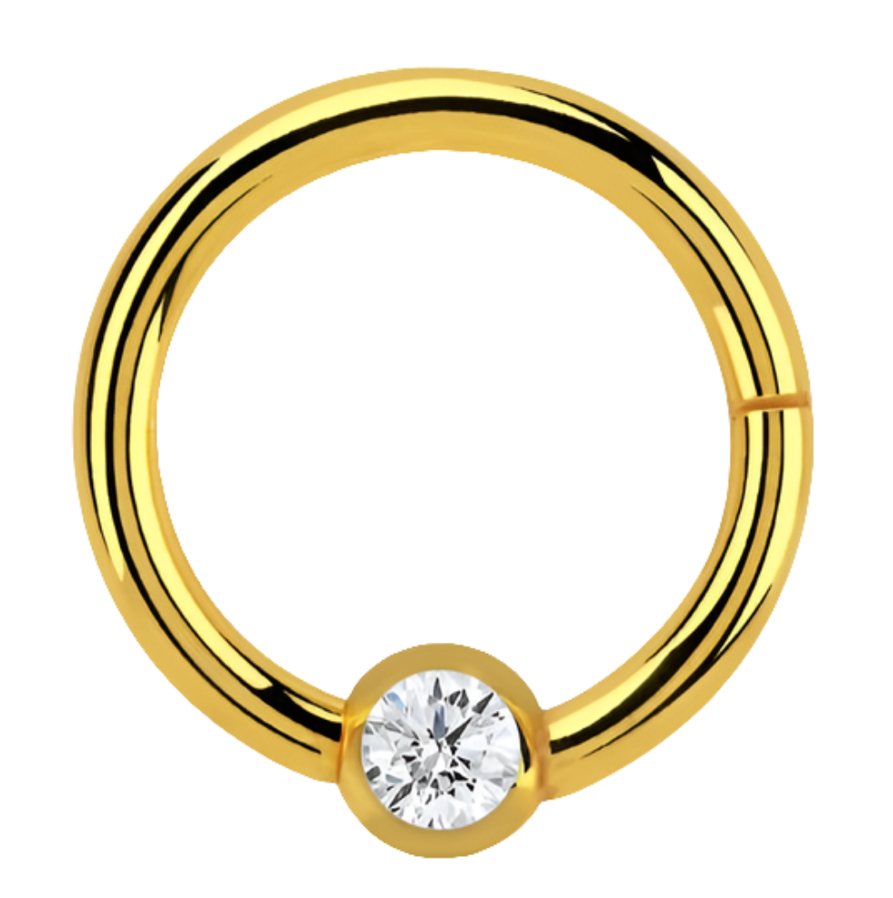 Klikring Goudkleurig met Kleine Zirconia - Chirurgisch Staal