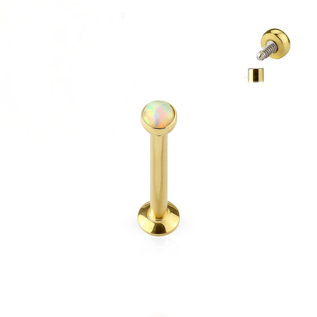 Labret Witte Opal Goudkleurig