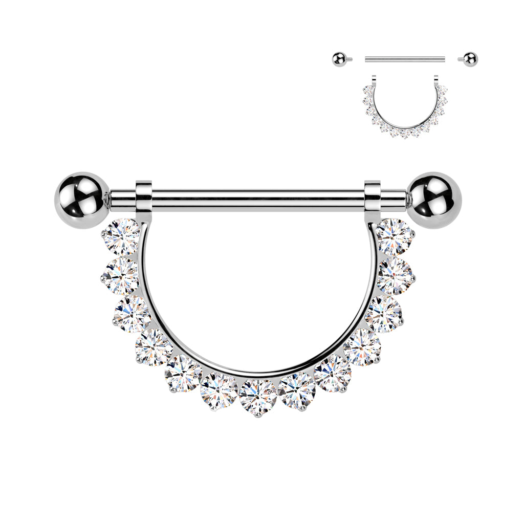 Tepelpiercing Titanium Barbell Zirconia Dangle