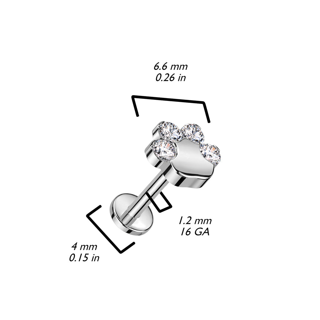 Labret Titanium Hondje Pootje Zirconia Goudkleurig