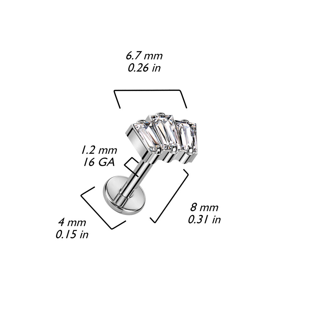 Labret Titanium Baguette Goudkleurig