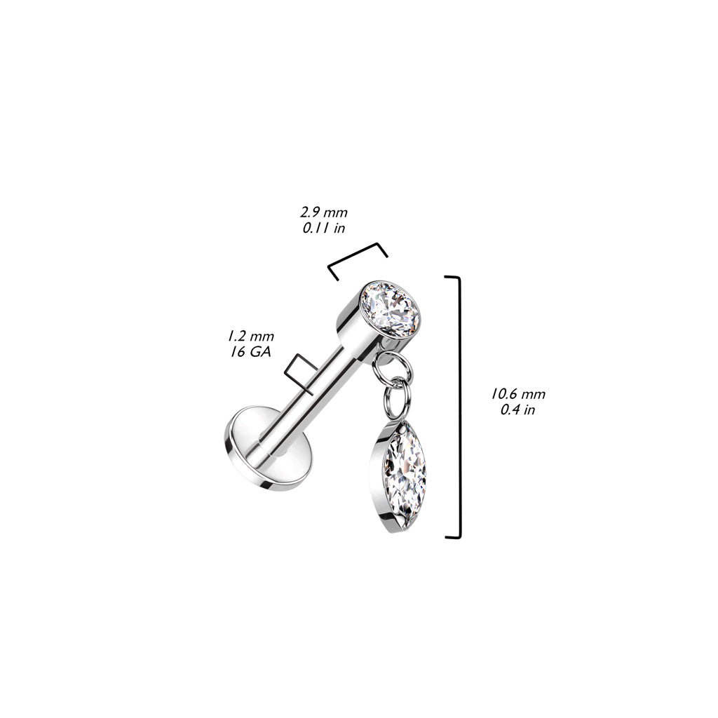 Labret Titanium Marquise Bedel hanger