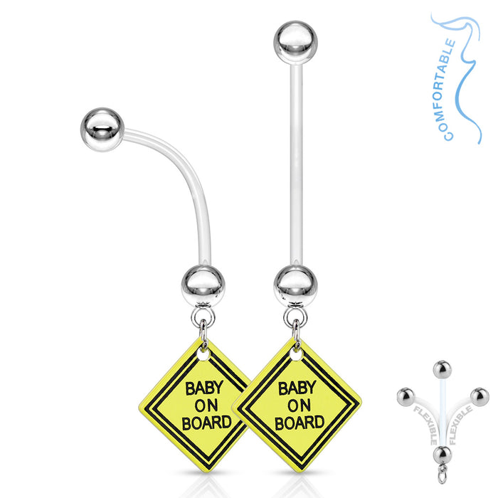 Flexibele zwangerschap Navelpiercing baby on board 