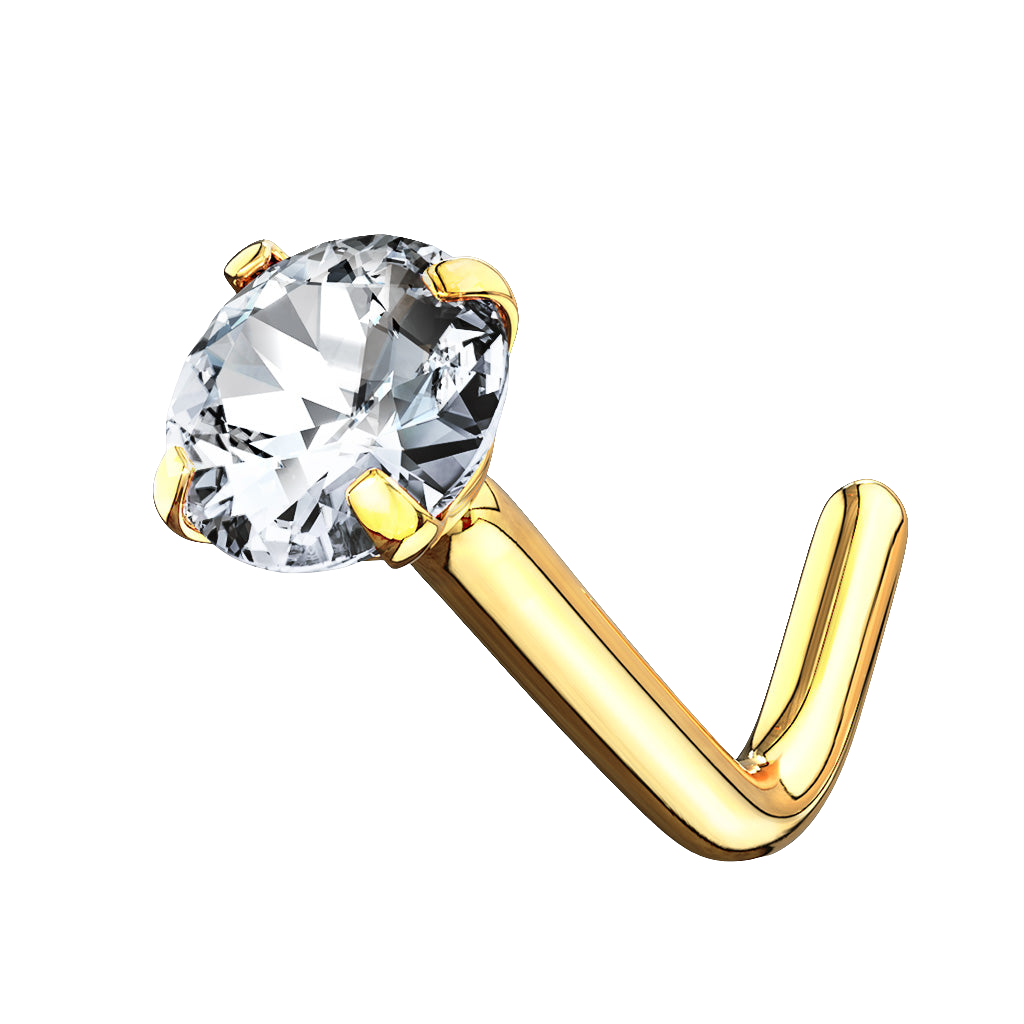 Neuspiercing 14 Karaat Goud L-Vorm Zirconia