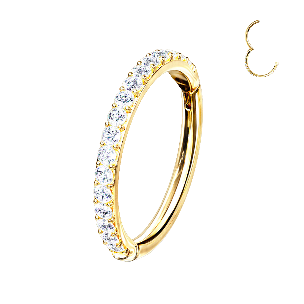 Klikring 14kt Goud met Zirconia Zijkant - Goud