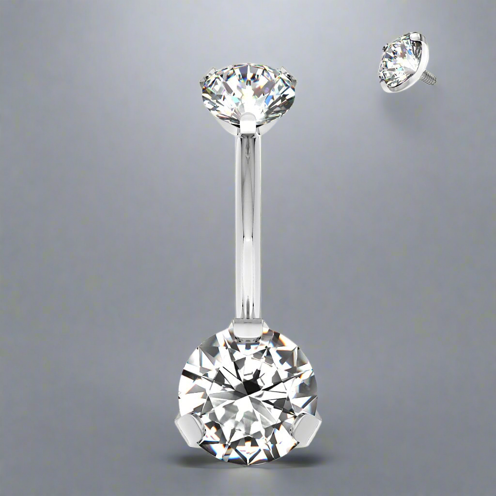 Navelpiercing Zirconia Zilverkleurig - Titanium