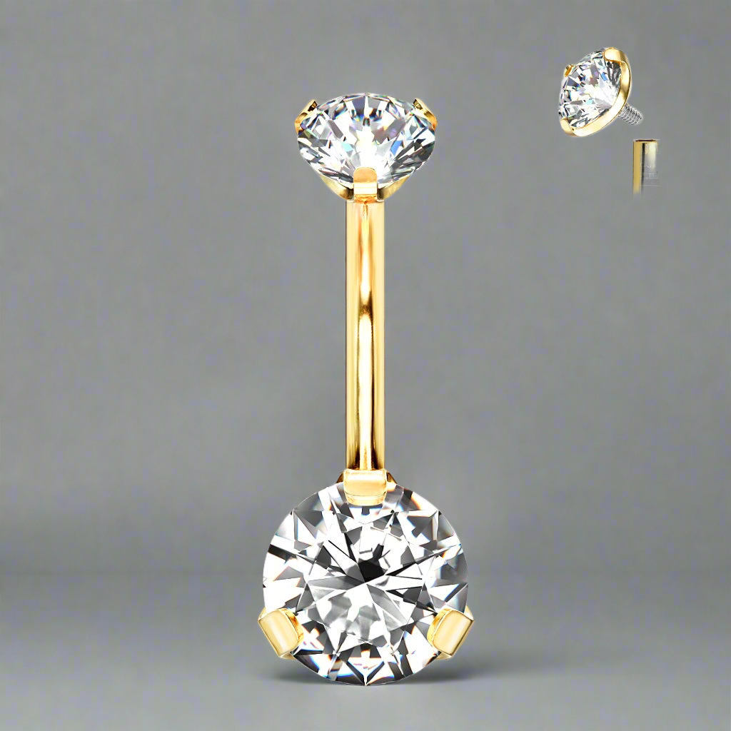 Navelpiercing Zirconia PVD Goudkleurig - Titanium