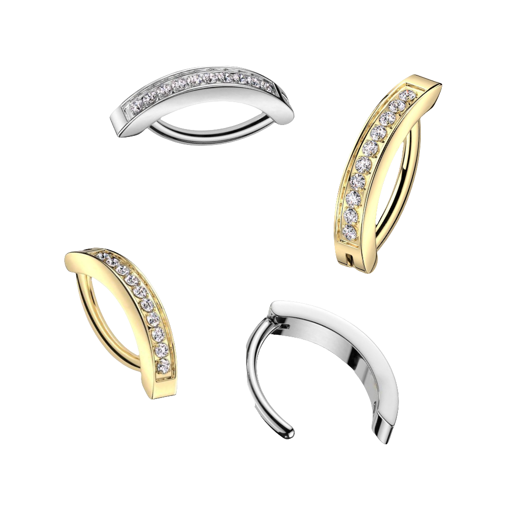 Navelpiercing Kliksluiting met Zirconia steentjes Zilverkleurig – Titanium