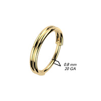 Goudkleurige dubbele klikring, 0.8mm diameter, geschikt voor neus of oor