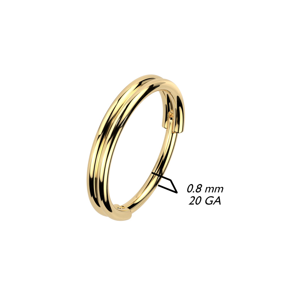 Zilverkleurige klikring met dubbele band, 0.8mm staafdikte