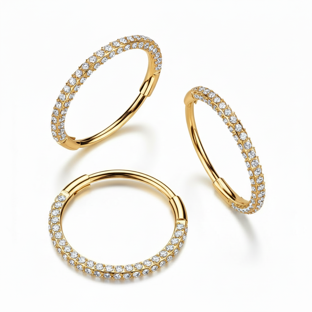 Klikring voor en zijkanten zirconia Goudkleurig - Chirurgisch Staal