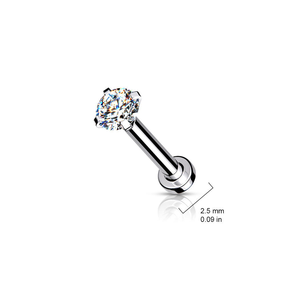 Labret Micro Base Zirconia Clear Zilverkleurig - Chirurgisch Staal