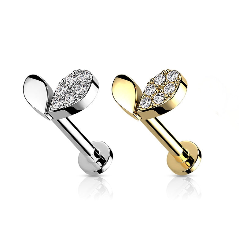 Labret Hartje Half Kristal Goudkleurig - Chirurgisch Staal