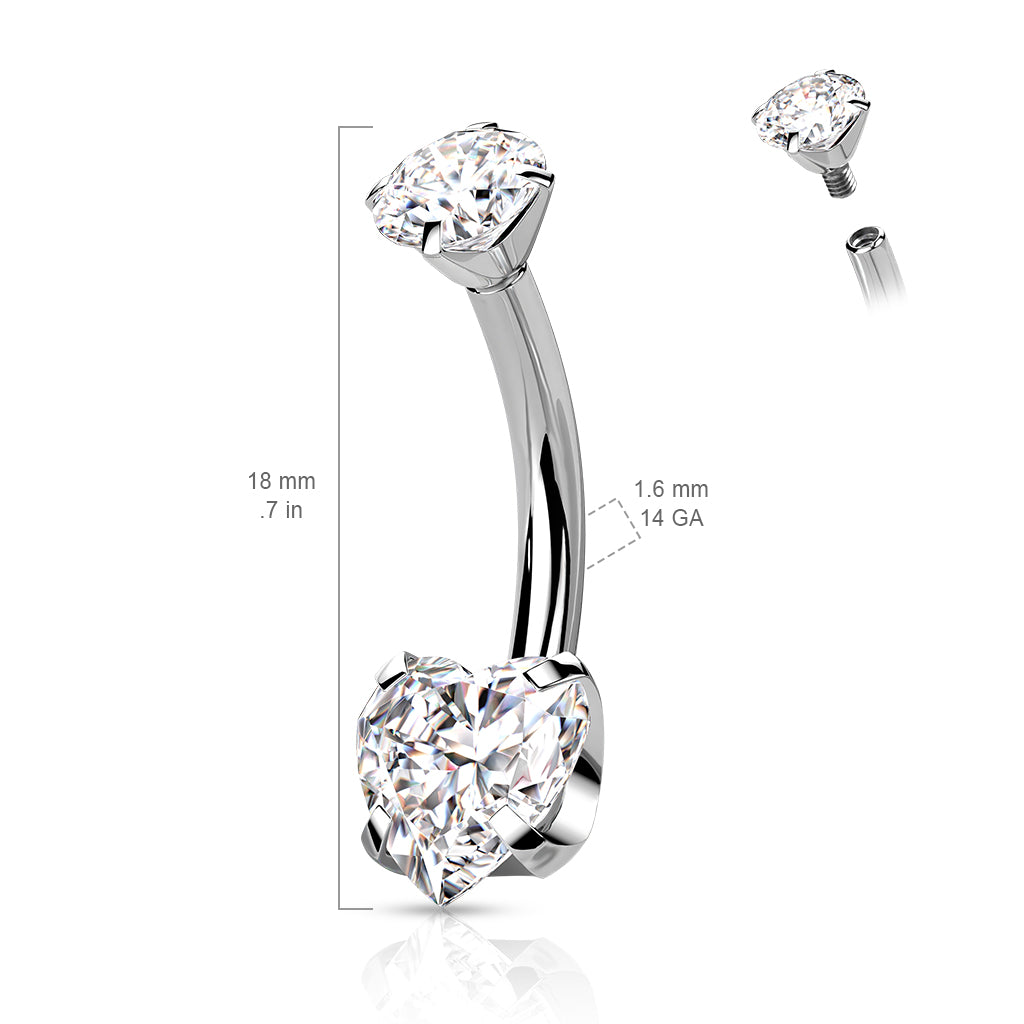 Navelpiercing Heart Shape Zilverkleurig – Titanium