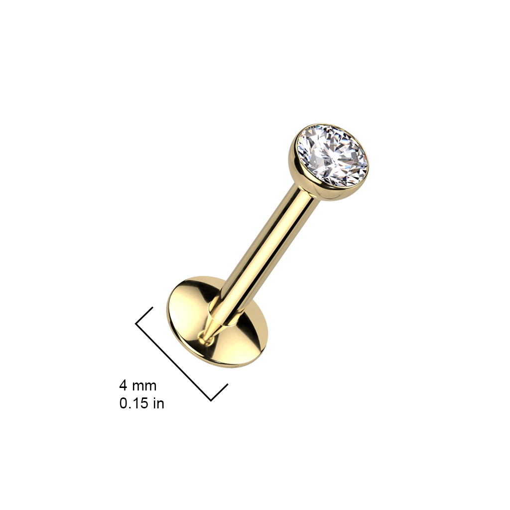 Labret Piercing Zirconia Top Goudkleurig - Titanium