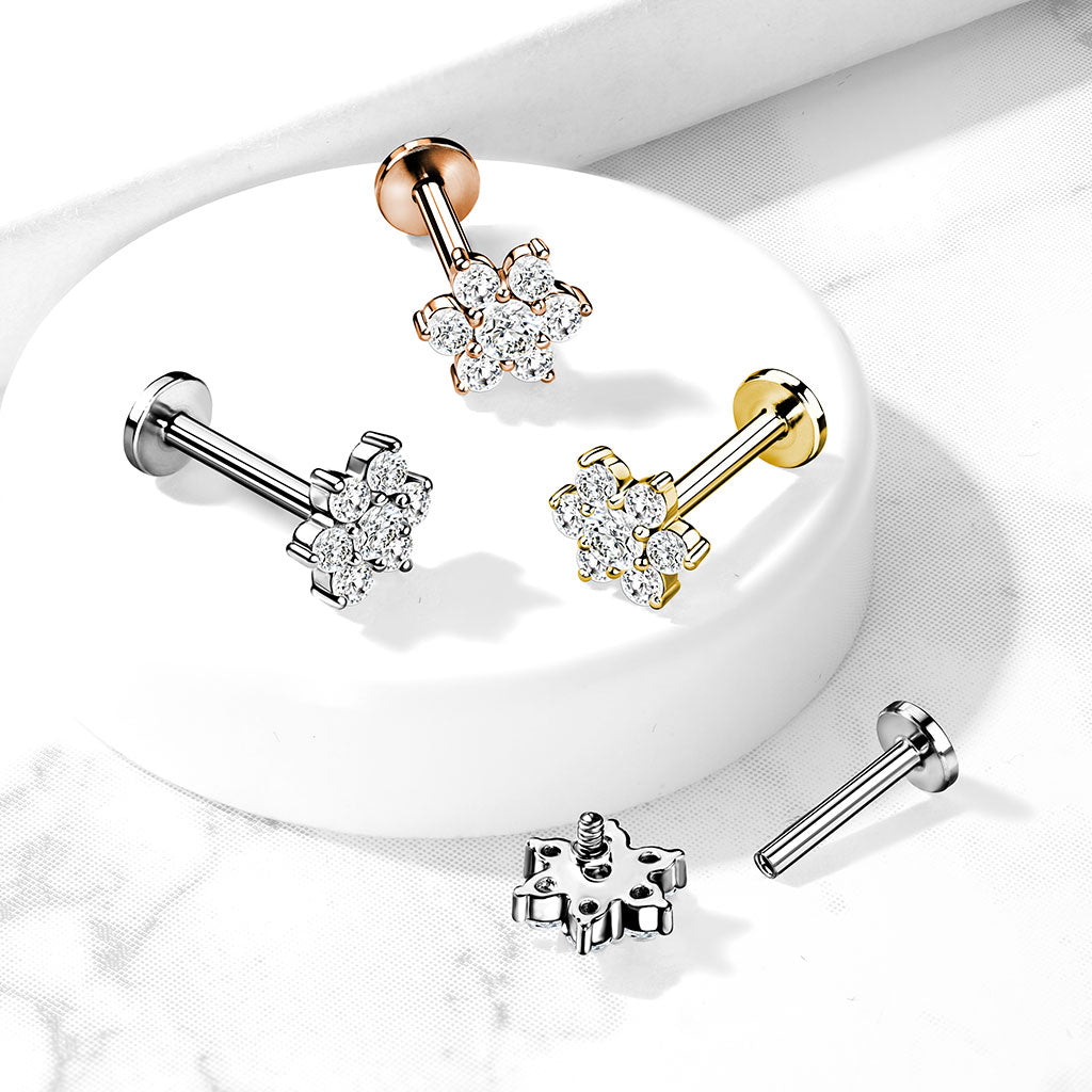 Labret Bloem Zirconia Goudkleurig - Chirurgisch Staal