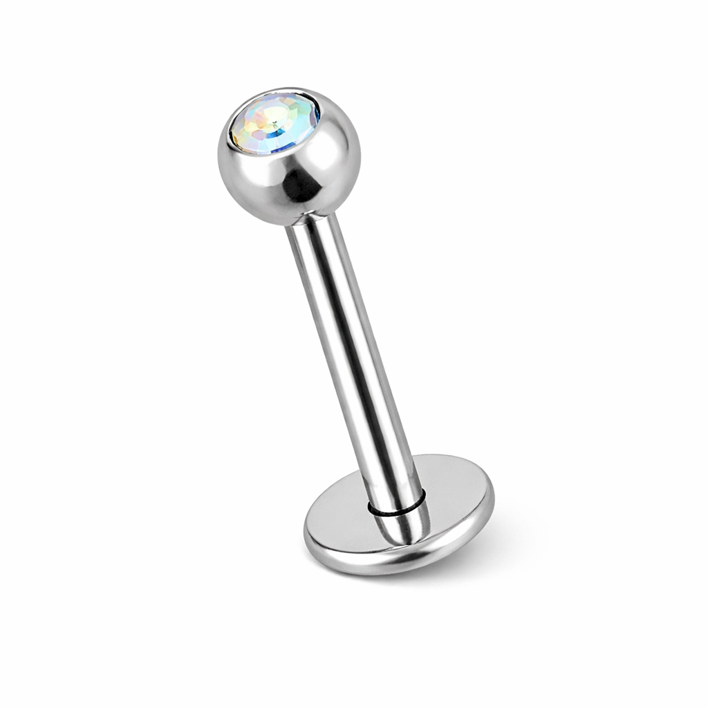 Labret Kristal Bal ABClear Zilverkleurig - Chirurgisch Staal