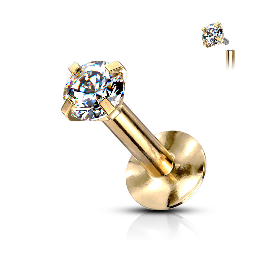 Labret Zirconia Goudkleurig - Chirurgisch Staal