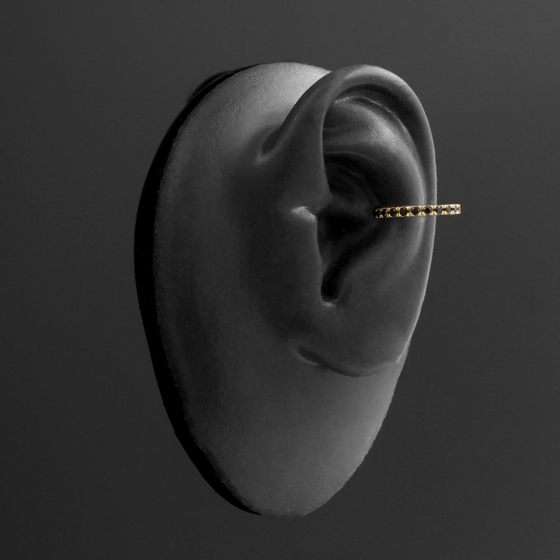 Klikring Zirconia Zwart Goudkleurig - Chirurgisch Staal