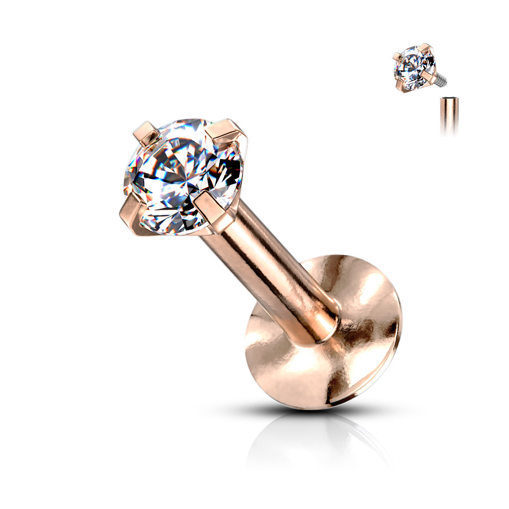 Labret Zirconia Rosé - Chirurgisch Staal