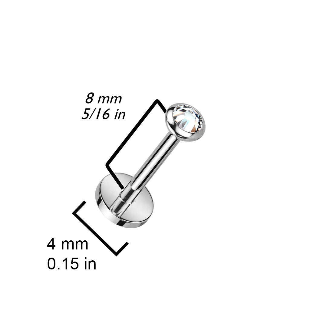 Labret Piercing Zilverkleurig Roze/Paars Opal Top - Titanium