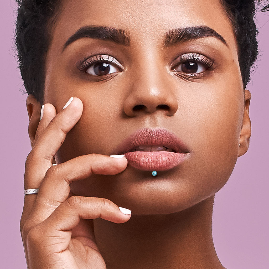 Multi Kristal Labret Zilverkleurig - Chirurgisch Staal