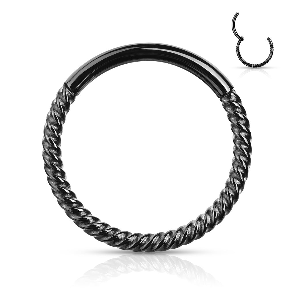 Klikring Wire Clicker Piercing Zwart - Chirurgisch Staal