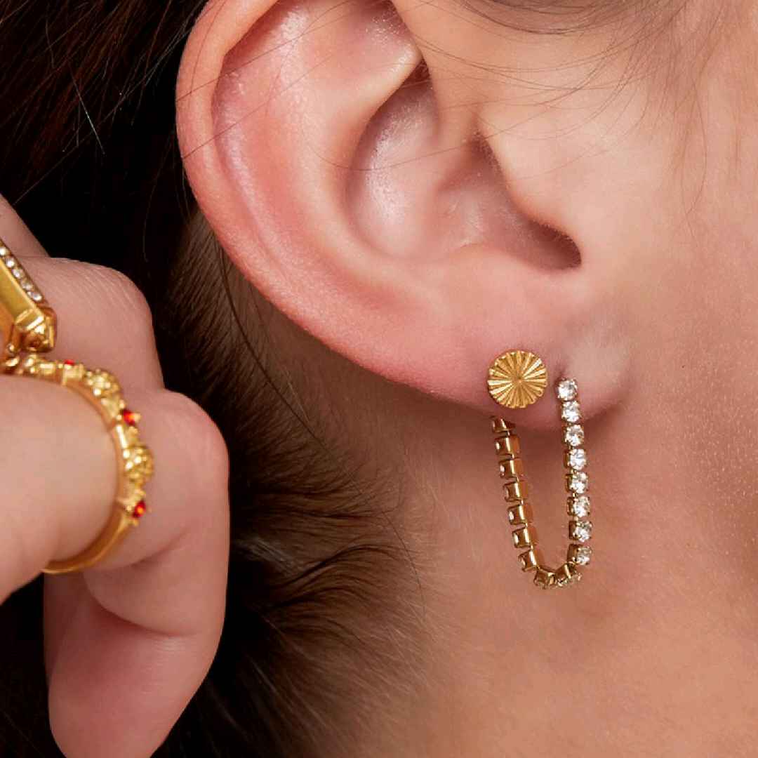 Oorbellen met Hangende Ketting Goudkleurig