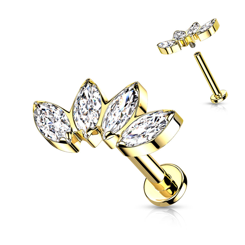 Labret Marquise Fan Titanium Goudkleurig