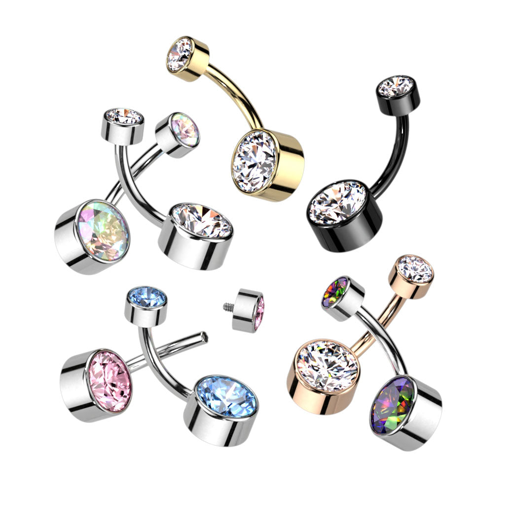 Navelpiercing Zirconia Discs Zilverkleurig – Titanium