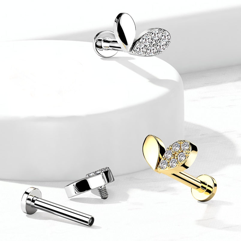 Labret Hartje Half Kristal Goudkleurig - Chirurgisch Staal