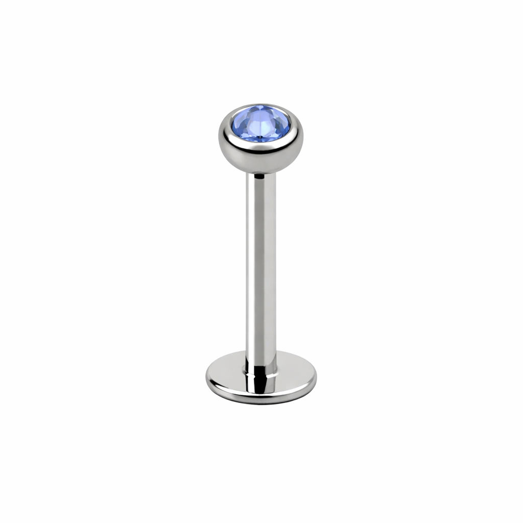 Labret Grote Kristal Blauw Zilverkleurig - Chirurgisch Staal