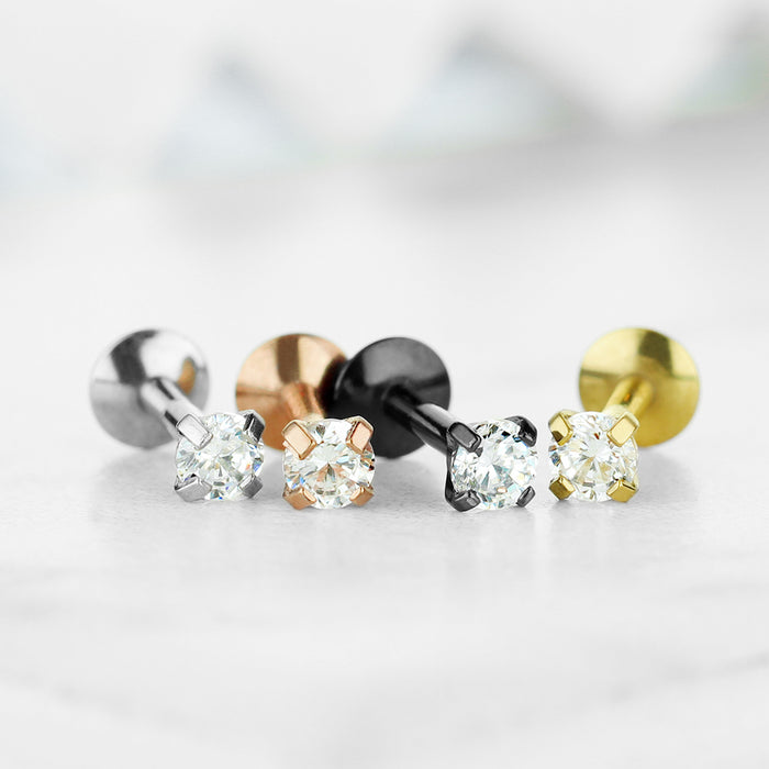 Zwarte labret met fonkelende zirconia van chirurgisch staal – mysterieuze look