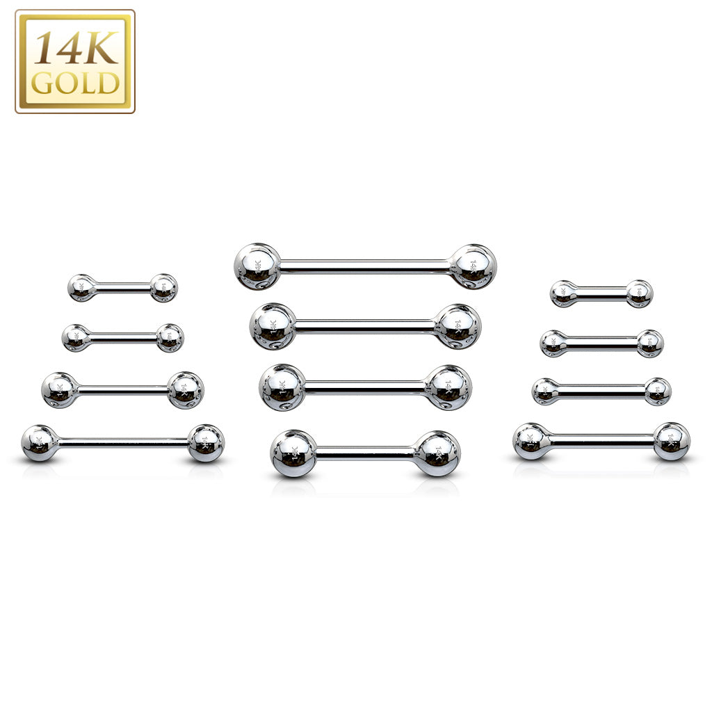 Barbell 14kt Wit Goud 1.2mm