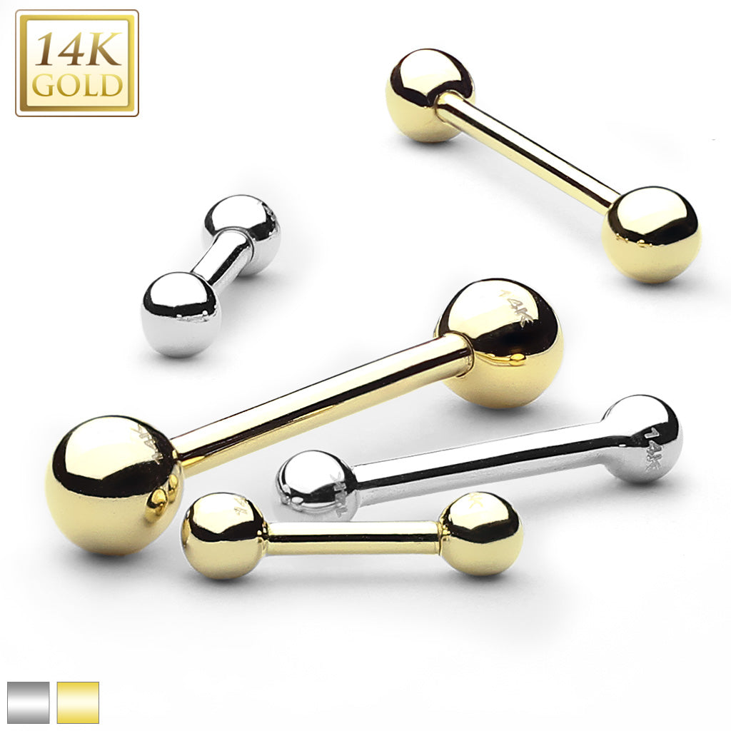 Barbell 14kt Goud 1.6mm