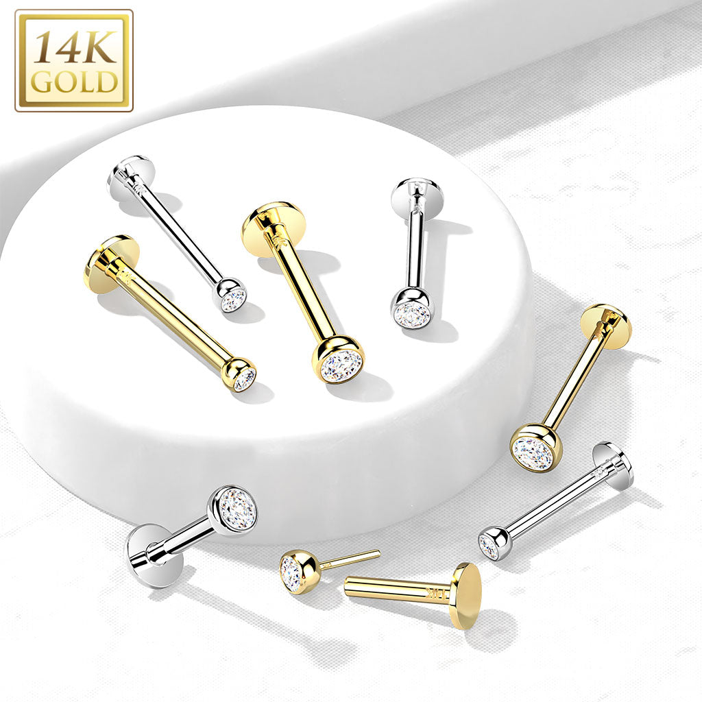 Labret 14kt Goud Met Zirconia