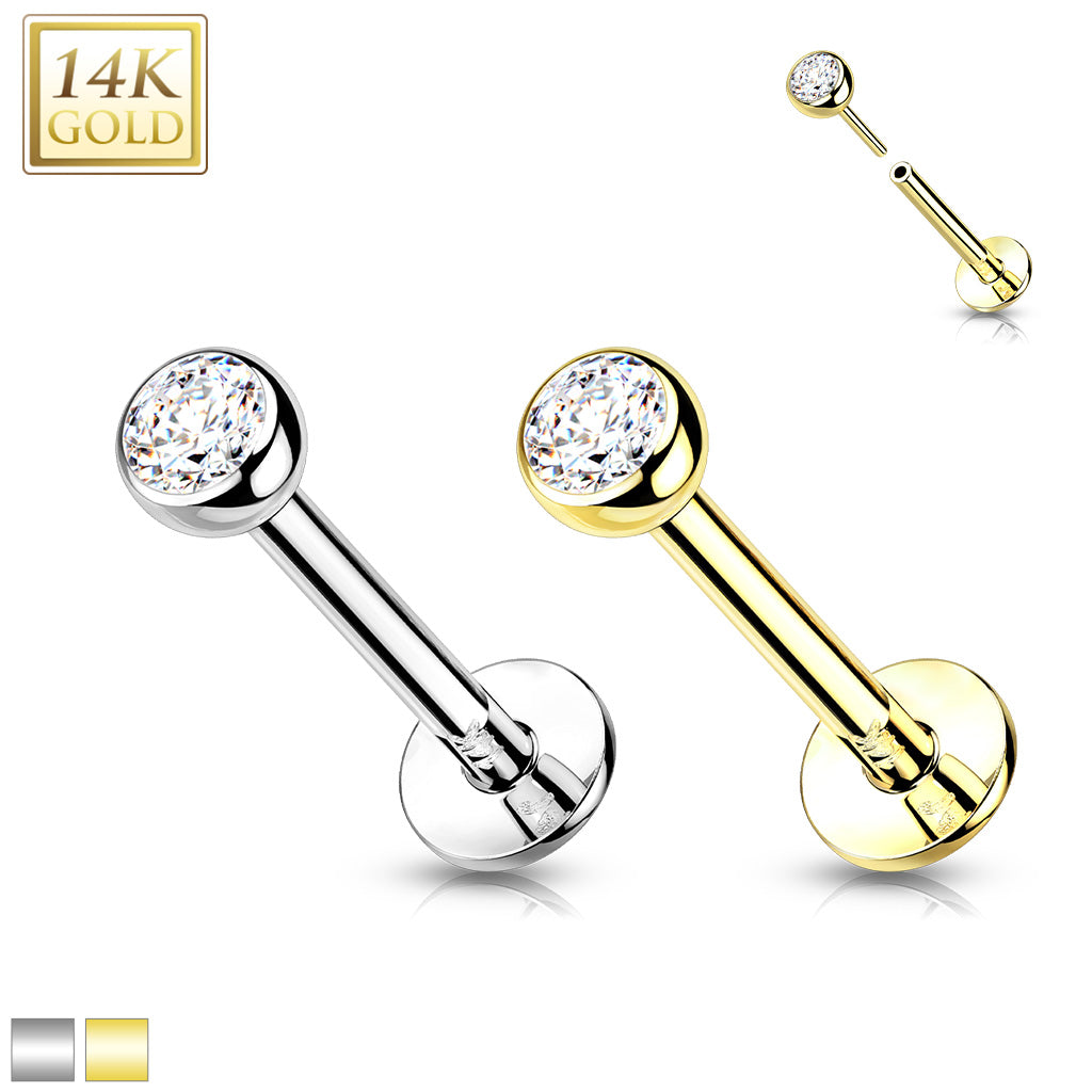 Labret 14kt Goud Met Zirconia