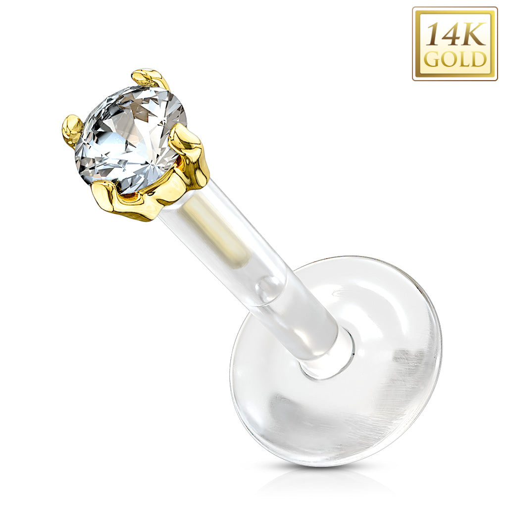 Labret Bioflex 14Kt Goud Zirconia Steen