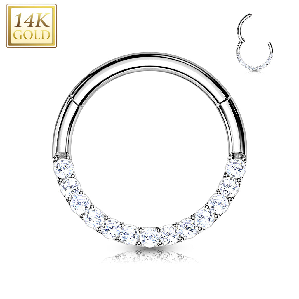 Klikring Zirconia 14kt Wit Goud