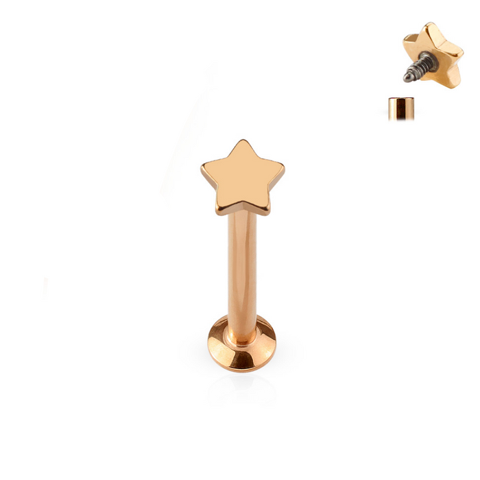 Rosékleurige mini labret met ster van chirurgisch staal – modern en stijlvol