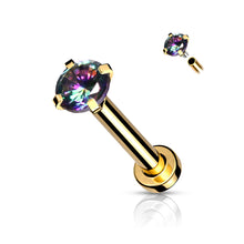 Goudkleurige labret met vitrail zirconia van chirurgisch staal 