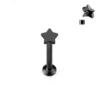 Zwarte mini labret met ster van chirurgisch staal – stoer en klein