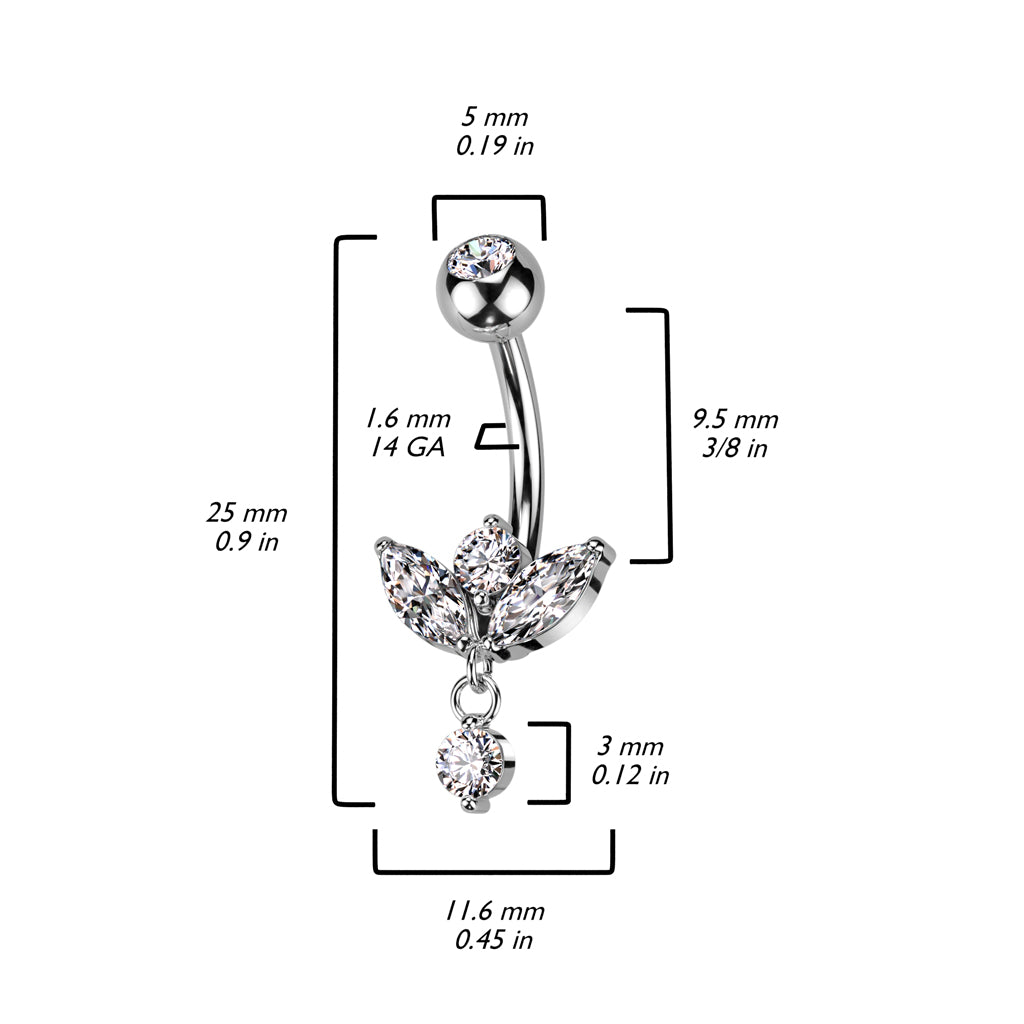 Navelpiercing Marquise Hanger Goudkleurig