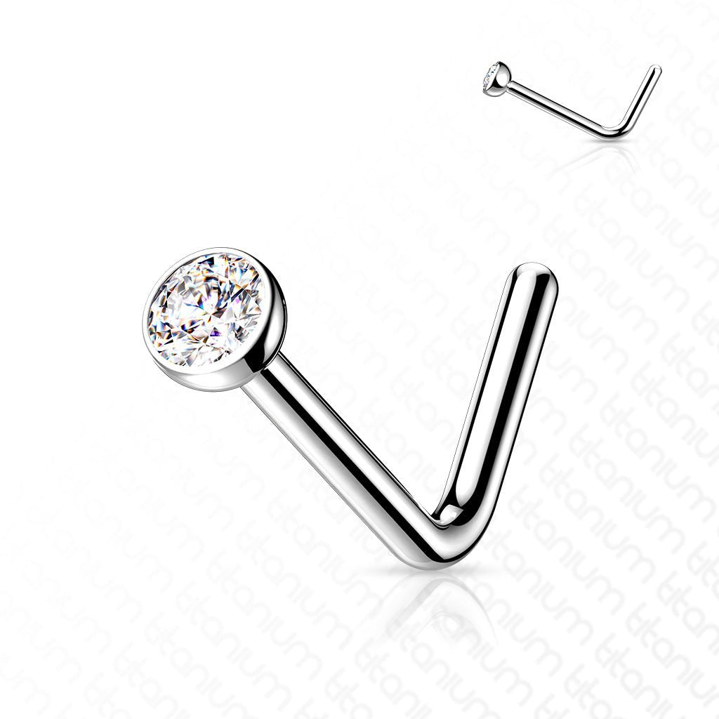 Neuspiercing L-Vorm Titanium Kristal