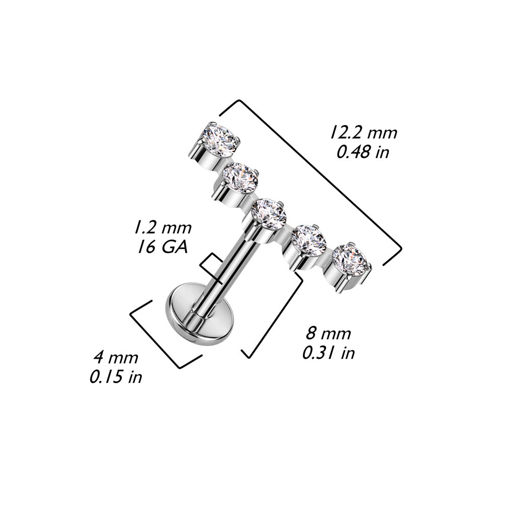 Labret Titanium Curved Top Zirconia Setting Goudkleurig